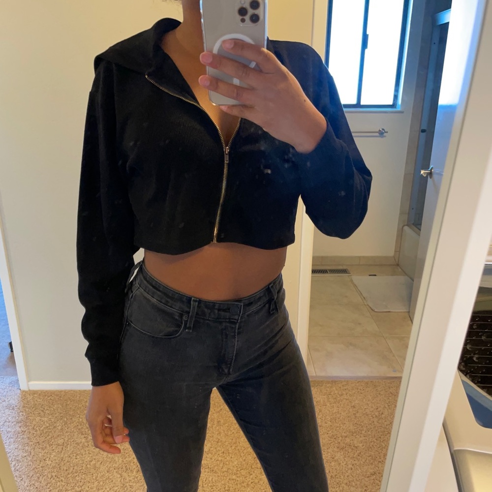 Crop Top Zip Up Sweater